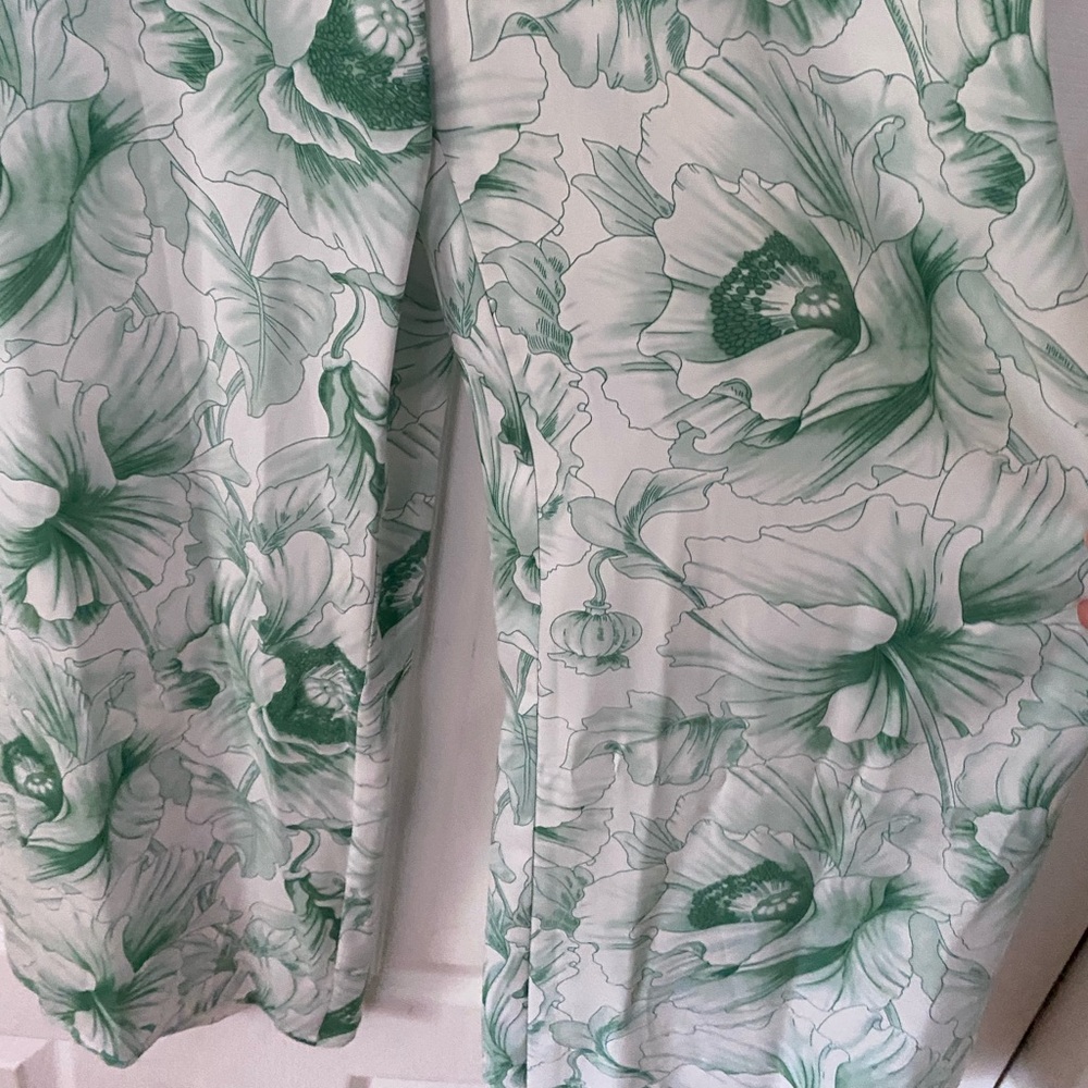 NWT ANONYME Designers Italy Floral Green Leaf Pantsuit IT 42 US Size 6 - Picture 15 of 16
